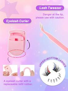 80 Pcs 3 Styles Mixed Red And Blue No Glue And Remover Needed Self Adhesive Lashes Cluster Fluffy 8-12mm Mixed Lengthes Kit, Bottom Cluster Lashes No Glue Needed Fluffy Individual Lashes Self Adhesive DIY Eyelashes Extension Pre-Glued Cluster Lashes Natural Wispy Lashes Extension C Curl Lash Clusters No Glue Need No Remover False Eyelashes With Tweezers And Curler