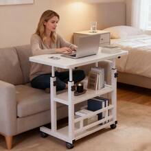 White/Multifunctional Standing Desk, Height Adjustable 23.62"-35.43", Mobile Computer Table With Universal Wheels, Stable And Comfortable, Easy To Install, Convenient Study Table Suitable For Home Office, Sofa, Study Workspace, Spacesaving Furniture - White - View 8