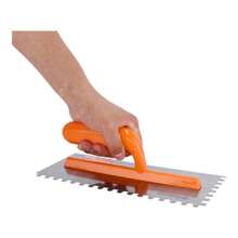 Llana Diente Cuadrado FUMETAX Acero | Peine para Cerámica, Porcelanato y Adhesivo Cementoso | Instalación de Piso y Muro - Naranja - Ver 2