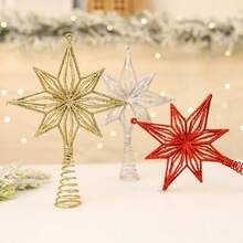 1个全新粉末涂层3D八角星树顶星，圣诞树顶星装饰，五角星圣诞装饰，家居圣诞礼物，圣诞装饰品 - 彩色 - 查看 3