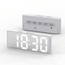 RAF LED Mirror Digital Alarm Clock, Large Screen Display, Silent No-Chime Bedside Clock With Night Light, USB Powered, Suitable For Bedroom, Office, Dorm Decor Desktop Clock - Multicolor 1 - View 15