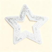 30/20-Pack Star-Shaped Iron-On Embroidered Applique Patches With Golden And Blue Sequins For Clothing And Bag Decoration