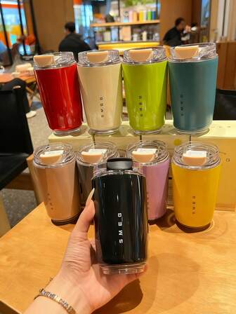 1pc Stainless Steel Minimalist Vacuum Insulated Travel Mug, Multi-Color Options, Perfect Smooth Texture, Leak-Proof, Long-Lasting Thermal Retention, Portable Latte Coffee Cup, Ideal For Home, Office, Road Trips, Camping, Hiking, Sports, Picnics, And As A Business Or Household Gift