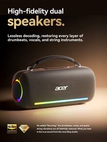 Acer OSK252 无线蓝牙扬声器，户外便携式，低音强劲，双扬声器，通话麦克风，桌面扬声器，4000mAh 电池，可长时间播放，兼容卡/USB/AUX 3.5 毫米音频输入，适用于智能手机/平板电脑/电脑 - 均碼 - 查看 3