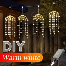 1 Piece With 4 Solar Jellyfish LED Line Lights, Line Hanging Anemone Lights, 8 Modes, IP65, Warm And White, Outdoor Home Wedding Party Decorations, Create Atmosphere For Patio, Bars And Events, Holiday Decorative Lights | Spotlight Christmas Halloween Decoration - Nhiều màu - Xem 9