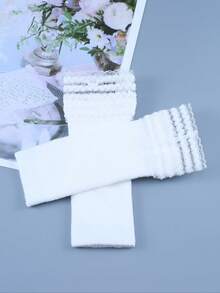 1 paire de manchettes sans doigts décoratives en dentelle tricotée élastique à la mode, convient comme accessoire vestimentaire pour femmes et filles