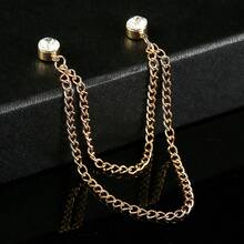 Fashionable And Luxurious Round Suit Shirt Collar Chain, Men's Shirt Chain Brooch Buckle, Suitable For Daily Travel And Banquet Accessories - 2 - View 3