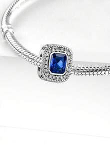 1PC 925 Sterling Silver Fashionable Colored Gemstone Beads Pendant Charm Suitable For Bracelets DIY Women's Jewelry - Silver - View 6