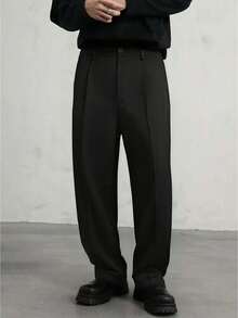 Men's Casual Straight-Leg Trousers, Fashionable & Minimalist, Autumn/Winter - Black - View 1