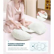 Almohada de embarazo para mujeres embarazadas, almohada corporal suave para embarazo, apoyo para espalda, caderas, piernas, almohada de maternidad con funda de algodn desmontable y ajustable - blanco - Ver 5