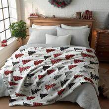 Manta de flanela com tema natalino (1 peça), macia e confortável, com estampa de árvore de Natal e bolinhas. Ideal para sofá, cama e momentos de lazer. Um presente perfeito para adultos e esposas.
