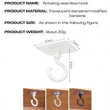 No-Drill Ceiling Hooks – 360° Rotating Overhead Hangers For Plants, Lights, & Decor – Heavy-Duty Adhesive Mounts For Walls, Doors & Tile (Max 15 Lbs) – Black/White/Grey (No Screws Needed) - Black - View 5