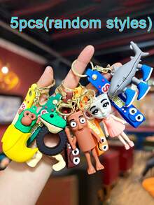 1/5/10个意大利脑珊瑚/脑珊瑚钥匙扣 - 独特PVC钥匙扣 - 美国神话生物火柴人鲨鱼吊坠钥匙扣 - 趣味个性配饰 - 钥匙扣 | 随机款式 - 彩色 - 查看 12