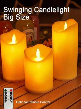 电池供电蜡烛大尺寸塑料闪烁 LED 无焰蜡烛带/不带遥控器户外防水婚礼派对万圣节圣诞节装饰逼真纤细高柱状蜡烛