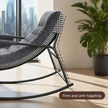 Lcchabls Oversized Double Rocking Chair With Armrests & Reversible Cushion, Indoor Outdoor Papasan Patio Rocker For Living Room, Bedroom, Porch, Or Garden, Modern Rocking Chair, Supports 500 Lbs- Grey - 灰色 - 查看 6