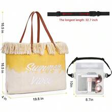 Large Multipurpose Neoprene Beach Tote Bag With Inner Pocket Women/Pool - D4-黃色 - 查看 4
