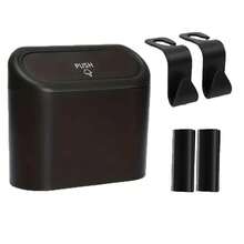 Car Trash Can With Lid , Leak-Proof, 1pc Trash Can + 1 Rolls Of Garbage Bags, Car Storage Box, Car Organizer, Car Side Door Hanging Storage Box, Mini Creative Car Trash Can, Portable Hanging Trash Can For Vehicle Organization, Suitable For A Wide Range Of Vehicle Models, Car Interior Accessories