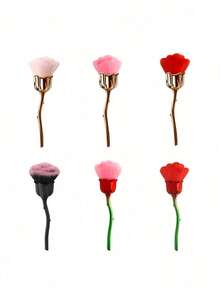 1Pc Nail Art Dust Brush Pink Rose-Shaped Design Cleaner Brush For Nails Makeup, Powder, Blush, Cleaning And Trimming Multi-Functional Rose Flower Nail Brush - Nail Dust Cleaner, Powder, Blush, Makeup Brush For Travel LJSG - Pink - View 5