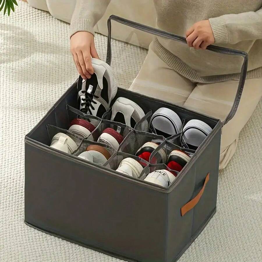 1pc Folding Shoe Box With A Lid; Dust-Proof Storage Box For Shoes, Clothing And Accessories; Multi-Functional Rectangular Storage Box With A Lid; 11 Colors, Durable Oxford Cloth Shoe Cabinet Solution - Multicolor - View 1