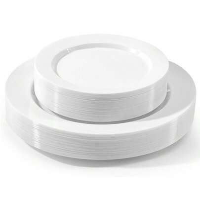 10/25pcs White Round Plates, Minimalist & Elegant Plates, Can Be Used As Fruit Plates, Salad Plates, Party Plates, Tabletop Decor, Washable, Stackable, Space-Saving, Reusable, Suitable For: Birthday, Wedding, Outdoor Picnic, Family Gathering, Holiday Celebration, Campus Party, Christmas, Thanksgiving, Mother's Day, Valentine's Day