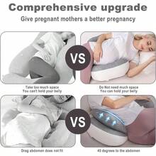 - Almohada de embarazo para mujeres embarazadas, almohadas de embarazo para dormir porttil, almohada de cua para embarazo, soporte de almohada corporal para espalda, vientre, cintura, - Gris y blanco - Ver 6