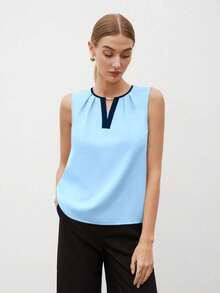 MARILYN MONNA New Women's Elegant And Romantic Urban Chic Versatile Office Wear Blouse, Suitable For Wedding Guest, Party, Concert, Brunch, Airport, Daily Fashion, Black Block Off Shoulder Top - 淺藍色 - 查看 6