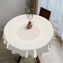 1 Piece Round Tablecloth - Light Beige Floral Print Polyester, Durable And Easy To Clean, Suitable For Standard Dining Tables, Kitchen And Restaurant Decoration, Essential For Parties And Gatherings, Elegant Table Cloth, Convenient To Clean - 彩色 - 查看 2