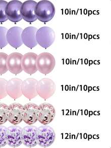 61/30 Bóng bay/Màu hồng pastel và tím, Bóng bay kim tuyến màu hồng nhạt 10/12 inch với bộ bóng bay cao su màu tử đinh hương ánh kim dành cho bé gái, phụ nữ, trang trí tiệc sinh nhật, tiệc cô dâu, tiệc cưới - Nhiều màu - Xem 3