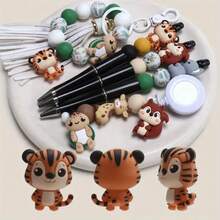 5/25/40pcs 3D Animal Series Silicone Bead Set - Squirrel/Koala/Giraffe/Turtle/Tiger - Various Colors And Patterns | Cute Patterns | Smooth Finish Beads - Ideal For DIY Crafting Keychains, Necklaces, Bracelets, Decorative Pens, Jewelry And Pendants - Creative Holiday Decorations Jewelry Making Supplies - Beads & Bead Assortments - 3D Animal Combination 2 - View 4