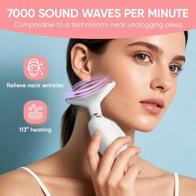 Belovedone Neck & Face Massager, Neck Beauty Device, 3 Intensity Levels & Constant Temperature Massage & 3 Color Modes Neck & Face Beauty Device, Reduces Fine Lines & Lifts Sagging Skin, Heating Vibration Skin Rejuvenation Lifting Beauty Instrument, Suitable For Home Facial Care Machine