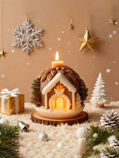 Christmas House Candle Mold - Snow-Covered Roof Cottage With Front Door, Reusable Silicone Wax And Soap Mold For DIY Holiday Decorations, Candle Making, Table Centerpieces - Festive Cottage Core Decor, Compatible With Paraffin/Wax/Soap Bases - Ideal For Crafters & Home Decorators, Seasonal Decor, Cozy Winter Scene, Detailed Craftsmanship, Handmade Gift Makers, Christmas Decorations, Christmas Gifts