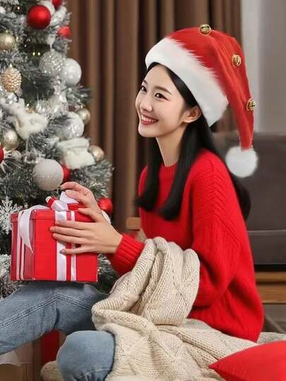 1 szt./Futrzana czapka świąteczna z dzwoneczkiem, dodatek do kostiumu na imprezę świąteczną, prezent noworoczny, prezent świąteczny dla mężczyzn i kobiet.