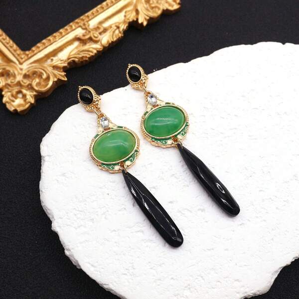 1 par de brincos elegantes de borla em forma de gota d'água em estilo chinês, adequados para uso diário feminino