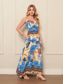 Vestido Feminino Floral Elastex Costa - Azul - Visão 2