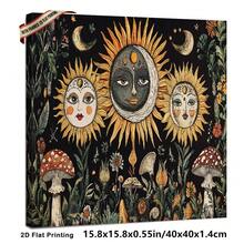 1pc 40*40cm(16x16inch) Burning Sun God Magic Mushrooms Poster Modern Canvas Print Framed Wall Art Painting Ready To Hang Office Living Room Home Decor Picture Artwork Decor.Stretched And Framed Ready To Hang.