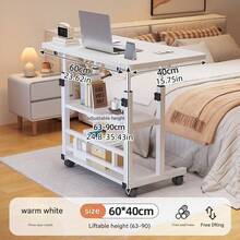 White/Multifunctional Standing Desk, Height Adjustable 23.62"-35.43", Mobile Computer Table With Universal Wheels, Stable And Comfortable, Easy To Install, Convenient Study Table Suitable For Home Office, Sofa, Study Workspace, Spacesaving Furniture - White - View 10