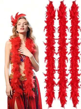 1PC Man-Made Colorful Feather Feather Boa For Women For Dancing Wedding Party Halloween, Stage Decoration Holiday Party Headwear Accessories Clothing Accessories, Scarf Decoration, Suitable For Birthday Party, Halloween, Christmas, Horse Racing, Tea Party, New Year's Eve, Concert And Home Decor, Dance Wedding, Stage Performance, Carnival Costume And Accessories, Party Supplies, Ideal Choice For Gifts ﻿ Friends Christmas Costume For Party