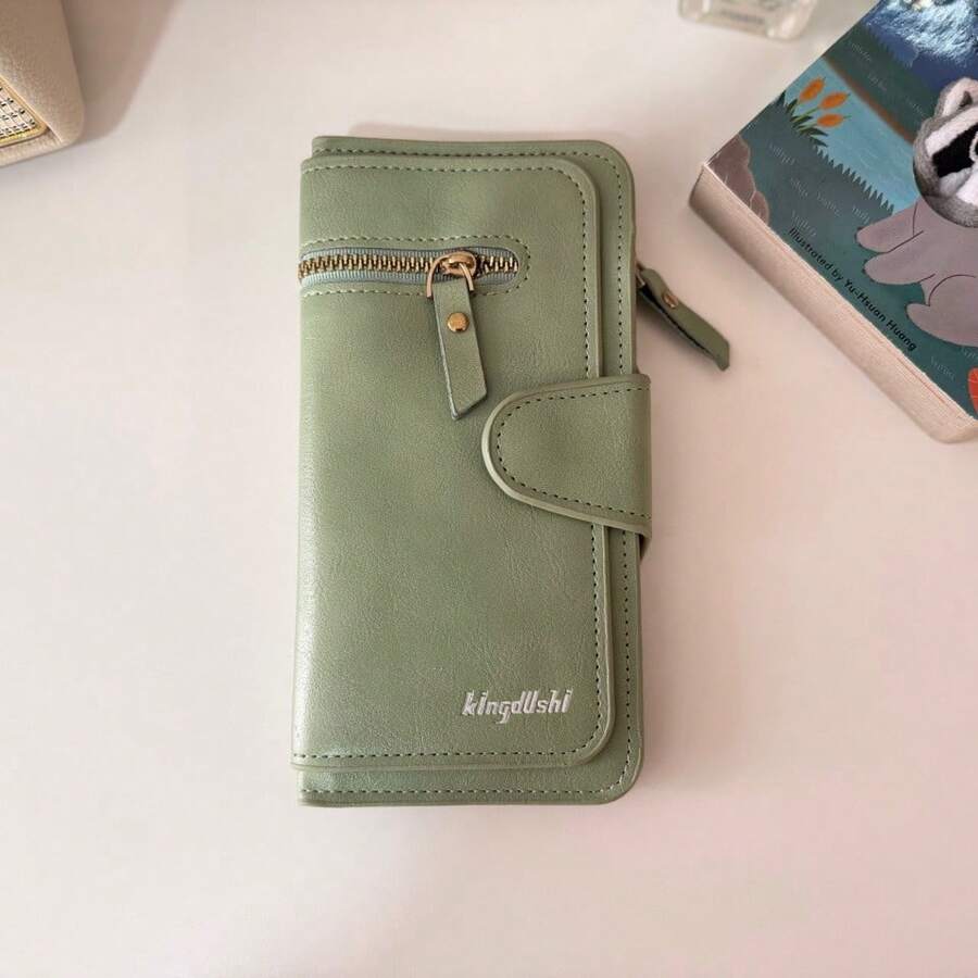 Billetera plegable y portátil para dinero y efectivo, para trabajadores de cuello blanco, mujeres universitarias, trabajo, negocios, desplazamiento, oficina, para aniversario, parejas, regalo de cumpleaños, San Valentín, regalo - Verde - Ver 1