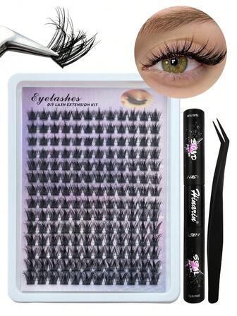 168 件 D 卷漫画睫毛套装蓬松尖头簇状睫毛延长 12-18 毫米混合柔软纤细单簇睫毛自然外观尖刺动漫睫毛簇套装带胶水和镊子适用于日常和派对化妆动漫韩国假睫毛