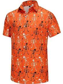 KYKU Funky Hawaiian Shirt For Men Palm Beach Shirts Tropical Vacation Clothes - trái cam - Xem 4