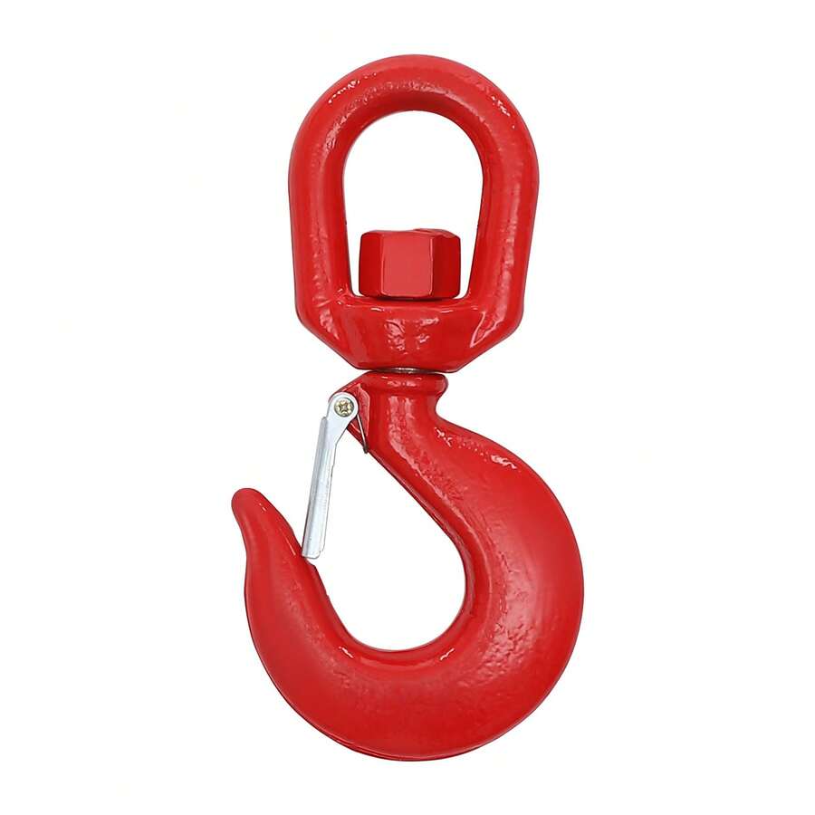 5 Ton Swivel Hook With Safety Latch, Alloy Steel Forged Lifting Hook 360° Rotation, Industrial Grade Rigging Hardware For Construction & Logistics - Red - View 1