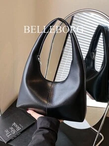Casual Minimalist Large Capacity Lightweight Versatile Women Underarm Shoulder Bag - Black - View 6