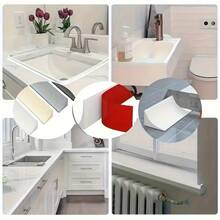 1pc 2M/78.74in Self-Adhesive Kitchen Sink Waterproof Barrier, Countertop Water Splash Guard, Water Diverter, Made Of PVC Material, Modern Style Suitable For Kitchen Sink, Bathroom, Vanity, Countertop, Wet And Dry Separation Bathroom Accessories Bathroom Tools - Multicolor - View 5
