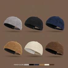 1 pièce Casquette de type newsboy en velours côtelé de couleur unie, chapeau béret de style de rue vintage