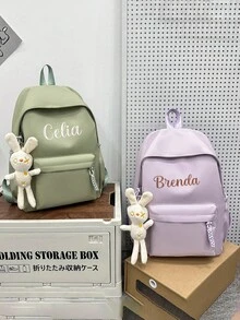 客製化姓名縮寫個性化背包，適用於學校、舞會、旅行、生日禮物、紀念袋、畢業禮物，女士功能性包款 - 彩色 - 查看 4