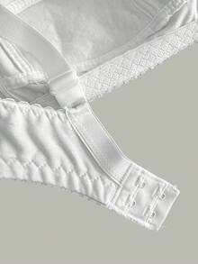 sujetador brasier copa B/C sin varilla ni esponja transpirable para mujer con 3 niveles de sujecion soporte y firmeza detalles bordados 100% algodon comodo y suave para adultos mayores cordones ajustables - Blanco colombia - Ver 3