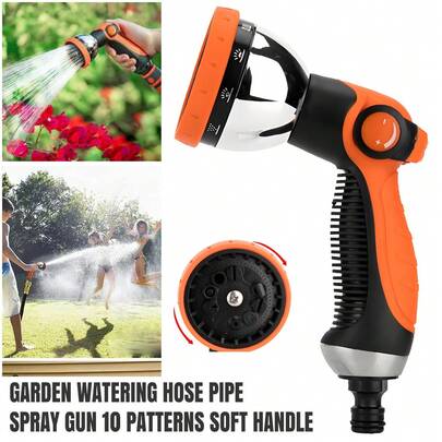 10 Pattern Multi Function Garden Hose Pipe Water Nozzle Spray Gun Comfort Handle