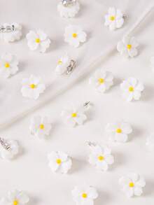 10件套 女孩白色3D花朵装饰可爱欧美风发夹、刘海夹、发饰 - 白色 - 查看 6