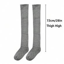 Bestjybt Women Plus Size Thigh High Socks Extra Long Over Knee Socks Warm Thick Leg Warmers Boot Stockings, Medium-Large{"Special_size_type":"Tall","Size_name":"OneSize","Color_name":"LightGrey"} - 淺灰色 - 查看 4