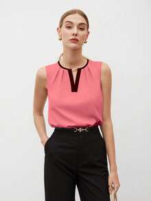 MARILYN MONNA New Women's Elegant And Romantic Urban Chic Versatile Office Wear Blouse, Suitable For Wedding Guest, Party, Concert, Brunch, Airport, Daily Fashion, Black Block Off Shoulder Top - 西瓜粉 - 查看 3